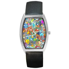 Pixel Art Retro Video Game Barrel Style Metal Watch by Sarkoni