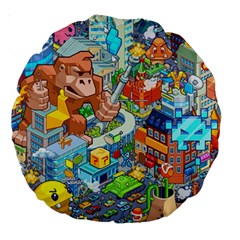 Pixel Art Retro Video Game Large 18  Premium Round Cushions by Sarkoni