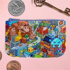 Pixel Art Retro Video Game Large Coin Purse by Sarkoni