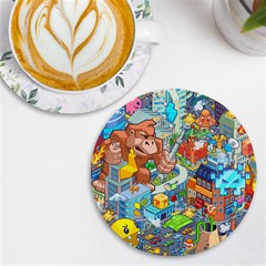 Pixel Art Retro Video Game Uv Print Round Tile Coaster by Sarkoni