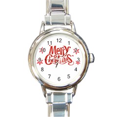 Merry Christmas Round Italian Charm Watch