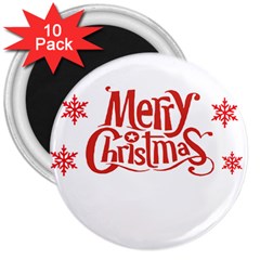 Merry Christmas 3  Magnets (10 Pack)  by designerey