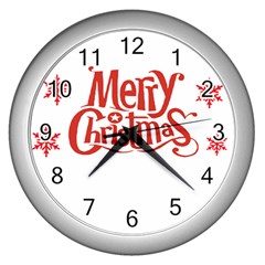 Merry Christmas Wall Clock (silver) by designerey