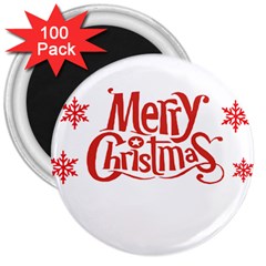 Merry Christmas 3  Magnets (100 Pack) by designerey