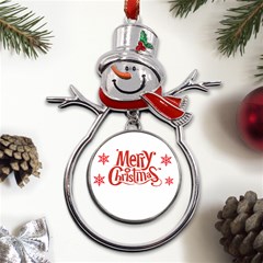 Merry Christmas Metal Snowman Ornament by designerey