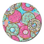 Donut Pattern Texture Colorful Sweet Round Mousepad Front