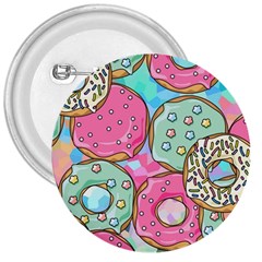 Donut Pattern Texture Colorful Sweet 3  Buttons