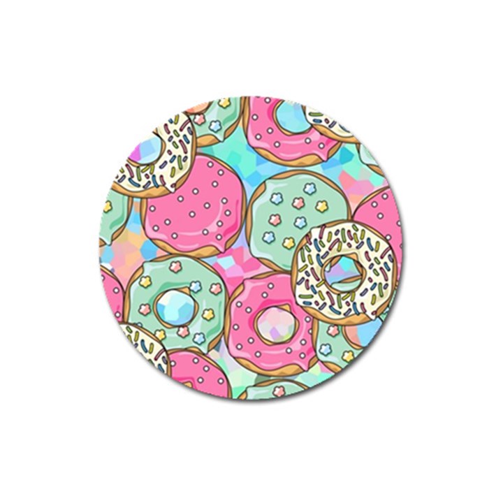 Donut Pattern Texture Colorful Sweet Magnet 3  (Round)