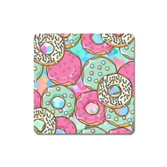 Donut Pattern Texture Colorful Sweet Square Magnet