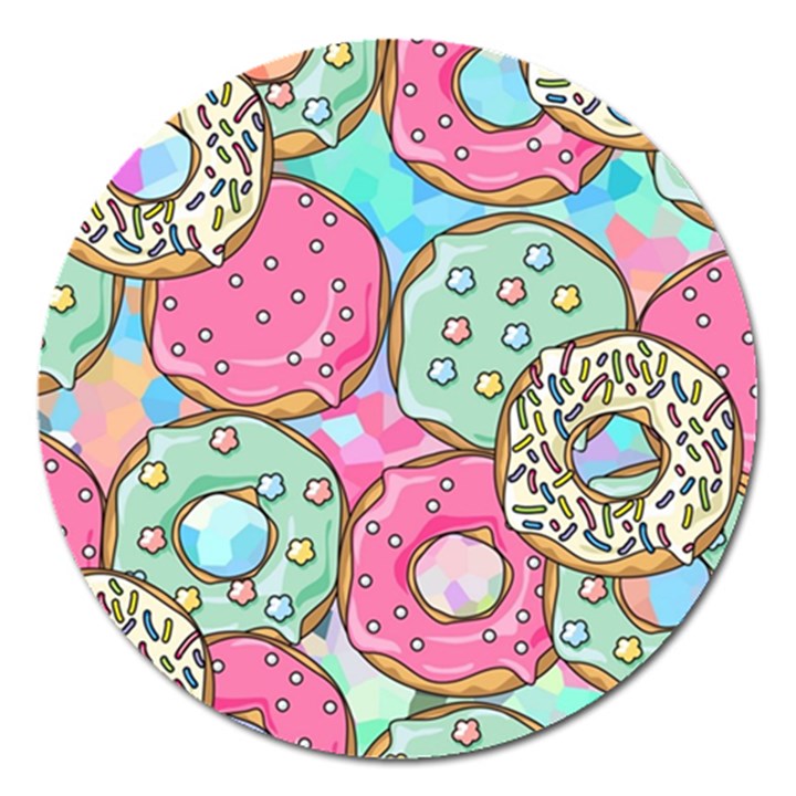 Donut Pattern Texture Colorful Sweet Magnet 5  (Round)