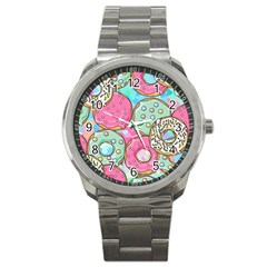 Donut Pattern Texture Colorful Sweet Sport Metal Watch