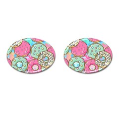 Donut Pattern Texture Colorful Sweet Cufflinks (Oval)