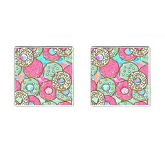 Donut Pattern Texture Colorful Sweet Cufflinks (Square)