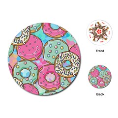 Donut Pattern Texture Colorful Sweet Playing Cards Single Design (round) by Grandong