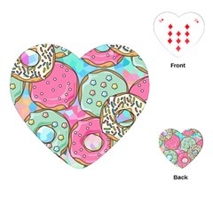 Donut Pattern Texture Colorful Sweet Playing Cards Single Design (heart) by Grandong