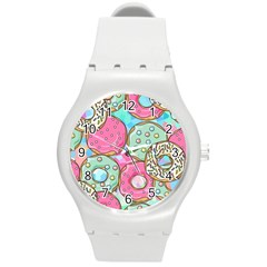 Donut Pattern Texture Colorful Sweet Round Plastic Sport Watch (m) by Grandong