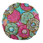 Donut Pattern Texture Colorful Sweet Large 18  Premium Round Cushions Back