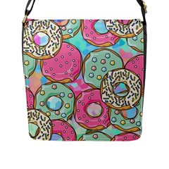 Donut Pattern Texture Colorful Sweet Flap Closure Messenger Bag (l) by Grandong