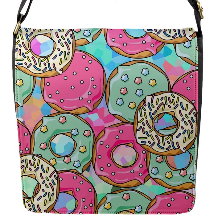 Donut Pattern Texture Colorful Sweet Flap Closure Messenger Bag (S)