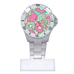 Donut Pattern Texture Colorful Sweet Plastic Nurses Watch