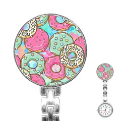 Donut Pattern Texture Colorful Sweet Stainless Steel Nurses Watch