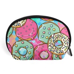 Donut Pattern Texture Colorful Sweet Accessory Pouch (Large)