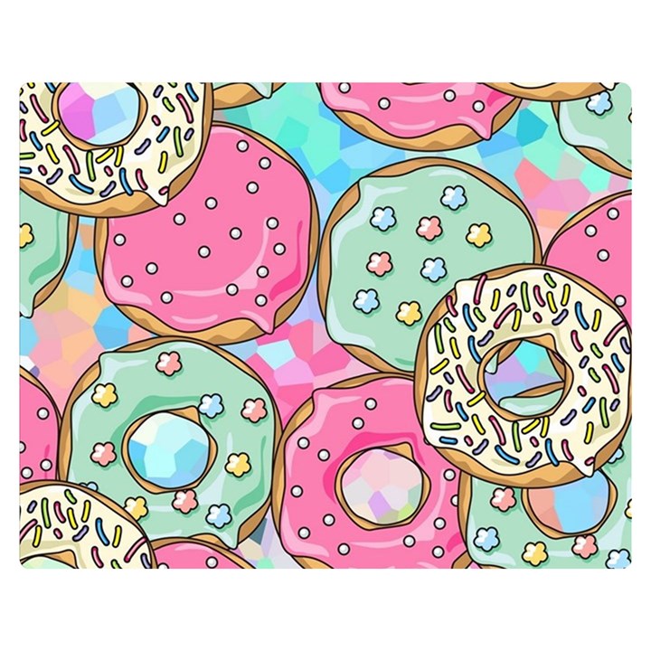 Donut Pattern Texture Colorful Sweet Two Sides Premium Plush Fleece Blanket (Medium)