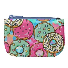 Donut Pattern Texture Colorful Sweet Large Coin Purse by Grandong