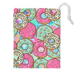 Donut Pattern Texture Colorful Sweet Drawstring Pouch (4XL)