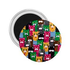 Cats Funny Colorful Pattern Texture 2 25  Magnets by Grandong