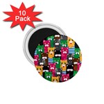 Cats Funny Colorful Pattern Texture 1.75  Magnets (10 pack)  Front