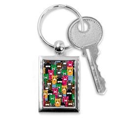 Cats Funny Colorful Pattern Texture Key Chain (rectangle) by Grandong