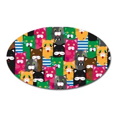 Cats Funny Colorful Pattern Texture Oval Magnet