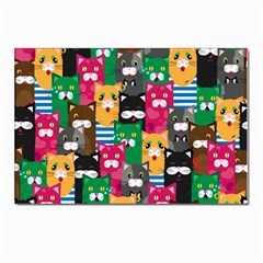 Cats Funny Colorful Pattern Texture Postcards 5  X 7  (pkg Of 10) by Grandong