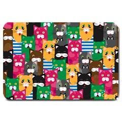 Cats Funny Colorful Pattern Texture Large Doormat by Grandong