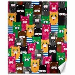 Cats Funny Colorful Pattern Texture Canvas 11  X 14  by Grandong