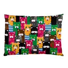 Cats Funny Colorful Pattern Texture Pillow Case by Grandong