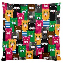 Cats Funny Colorful Pattern Texture Large Cushion Case (two Sides) by Grandong