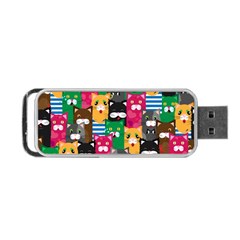 Cats Funny Colorful Pattern Texture Portable Usb Flash (one Side) by Grandong