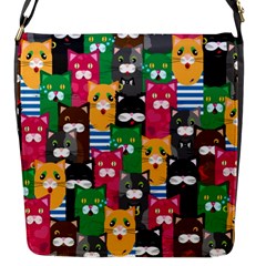 Cats Funny Colorful Pattern Texture Flap Closure Messenger Bag (s) by Grandong