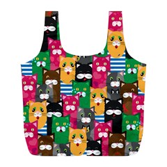 Cats Funny Colorful Pattern Texture Full Print Recycle Bag (l) by Grandong