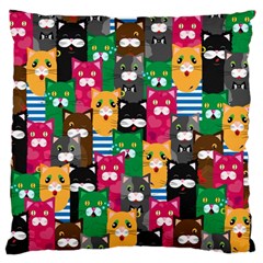 Cats Funny Colorful Pattern Texture Large Premium Plush Fleece Cushion Case (one Side) by Grandong