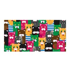 Cats Funny Colorful Pattern Texture Satin Wrap 35  X 70  by Grandong