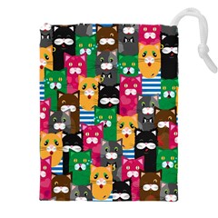 Cats Funny Colorful Pattern Texture Drawstring Pouch (4xl) by Grandong