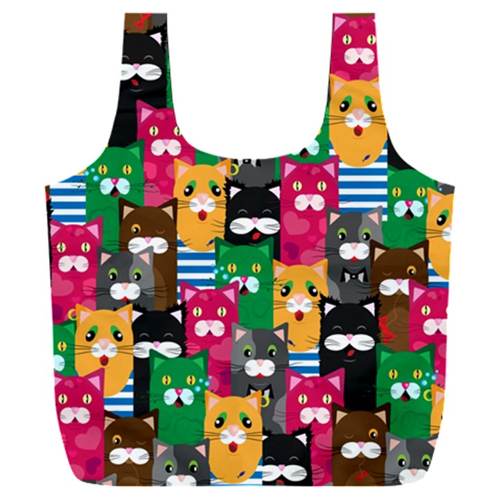 Cats Funny Colorful Pattern Texture Full Print Recycle Bag (XXXL)