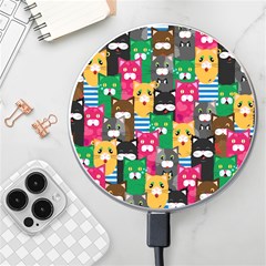 Cats Funny Colorful Pattern Texture Wireless Fast Charger(white) by Grandong