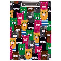 Cats Funny Colorful Pattern Texture A4 Acrylic Clipboard by Grandong