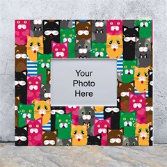 Cats Funny Colorful Pattern Texture White Wall Photo Frame 5  X 7  by Grandong