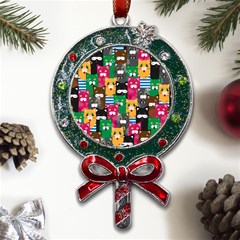 Cats Funny Colorful Pattern Texture Metal X mas Lollipop With Crystal Ornament by Grandong