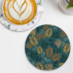 Leaves Pattern Texture Plant Uv Print Round Tile Coaster by Grandong